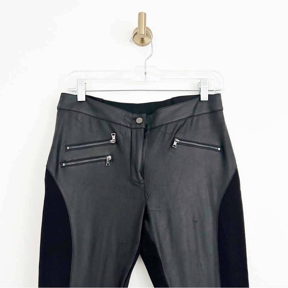 BCBGMaxAzria Stephen Black Faux Leather Paneled Skinny Pants Size Medium (M) - Picture 3 of 9